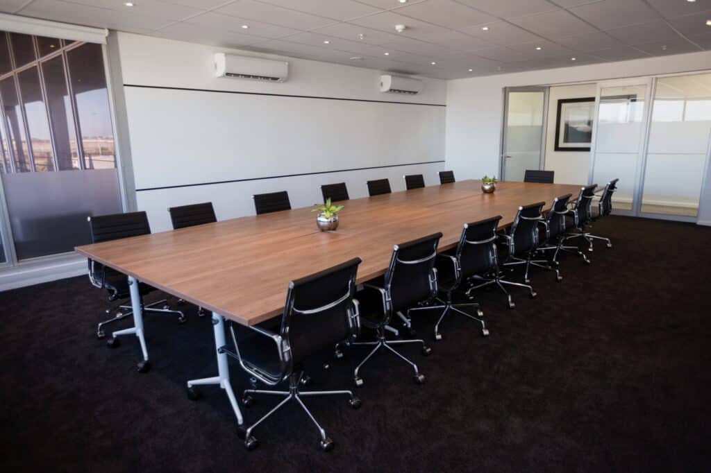An empty modern boardroom in a new office